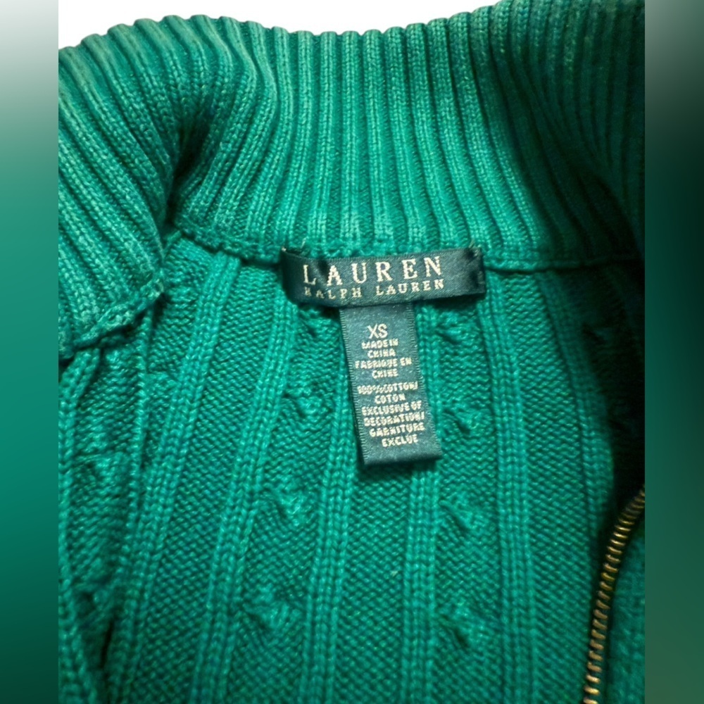 Ralph Lauren | cable knit mock neck full zip cardigan XS - Picture 7 of 11